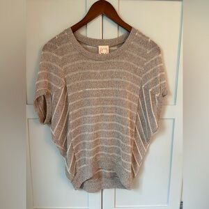 Brown Cream and Striped Knit Top